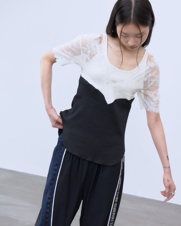 SWITCHING LACE RIB TOPS