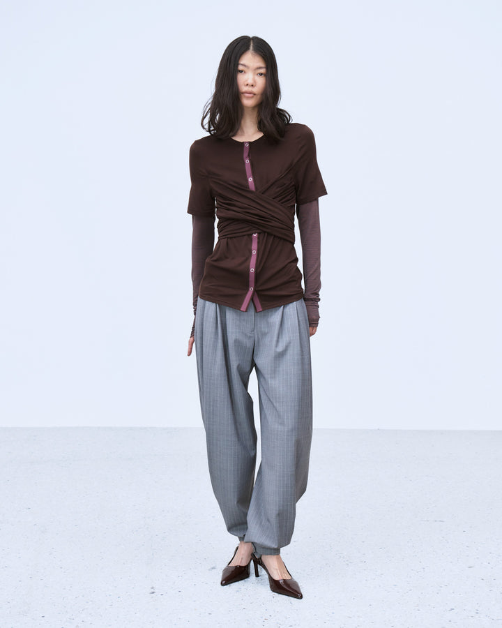 LAYERED WAIST TUCK WIDE PANTS