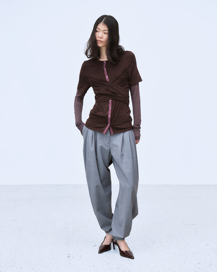 LAYERED WAIST TUCK WIDE PANTS