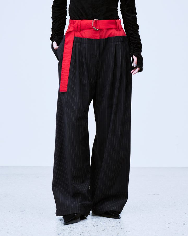 LAYERED WAIST TUCK WIDE PANTS
