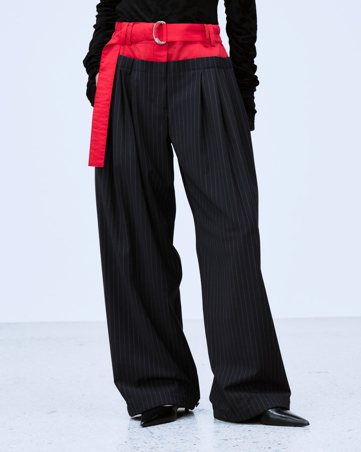 LAYERED WAIST TUCK WIDE PANTS
