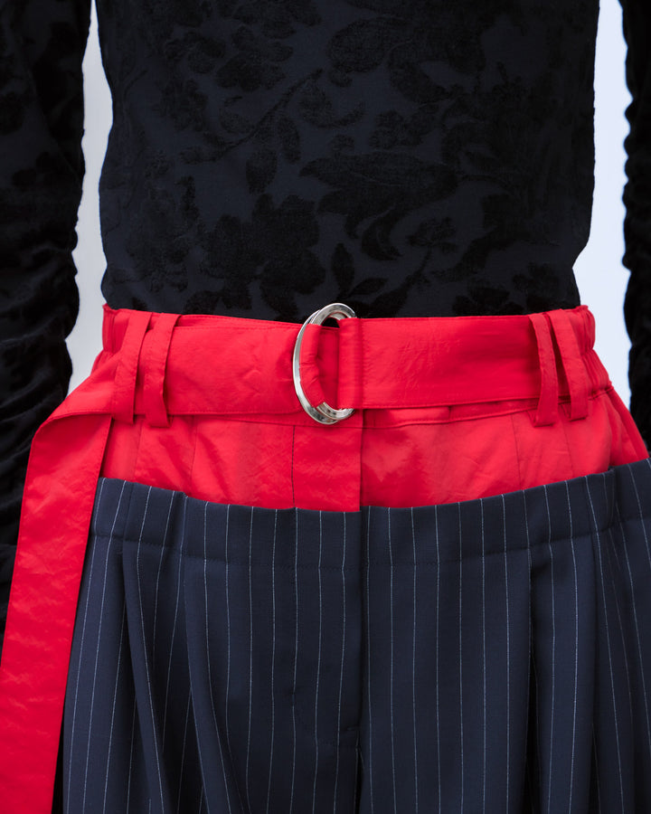 LAYERED WAIST TUCK WIDE PANTS