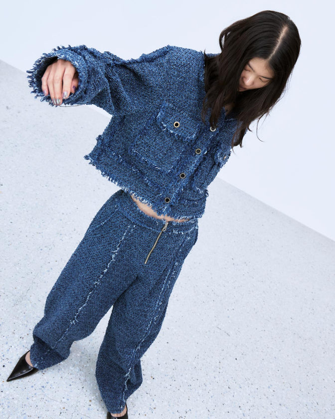 PUNCHING DENIM TWEEDY PANTS