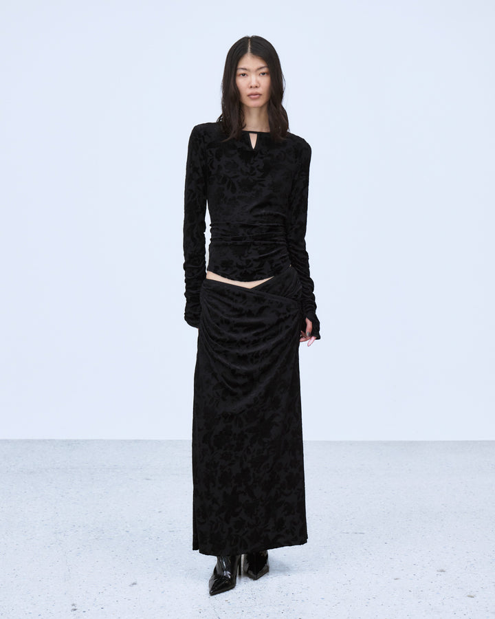 VELOUR JACQUARD SKIRT