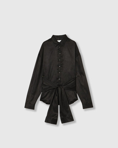MULTIWAY SLEEVE SUEDE-LIKE SHIRT