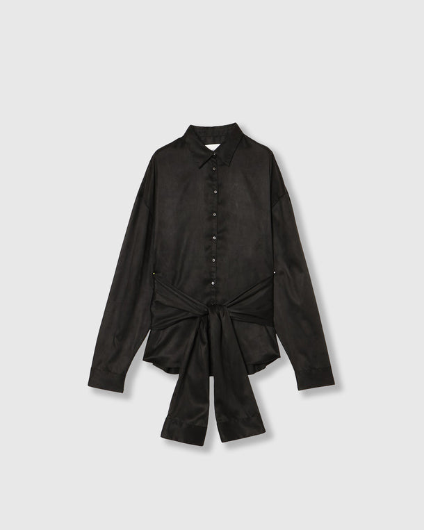 MULTIWAY SLEEVE SUEDE-LIKE SHIRT