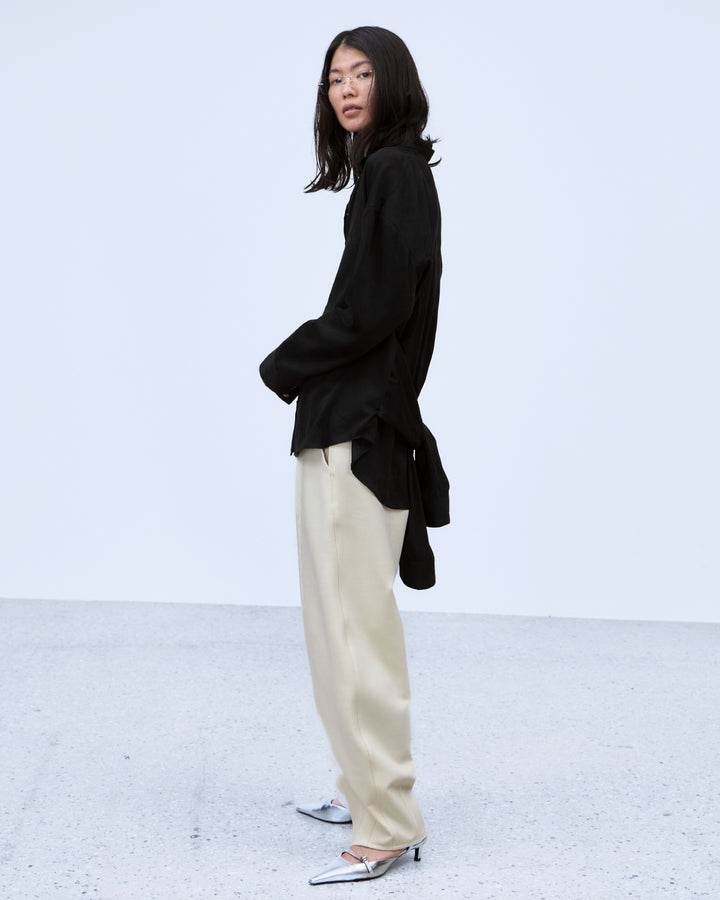 MULTIWAY SLEEVE SUEDE-LIKE SHIRT