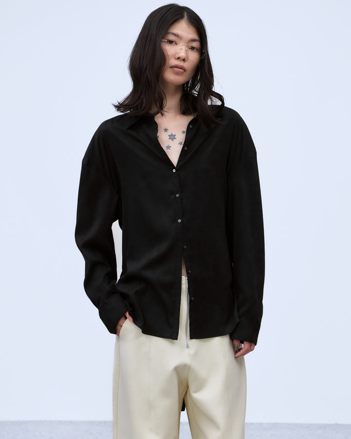 MULTIWAY SLEEVE SUEDE-LIKE SHIRT