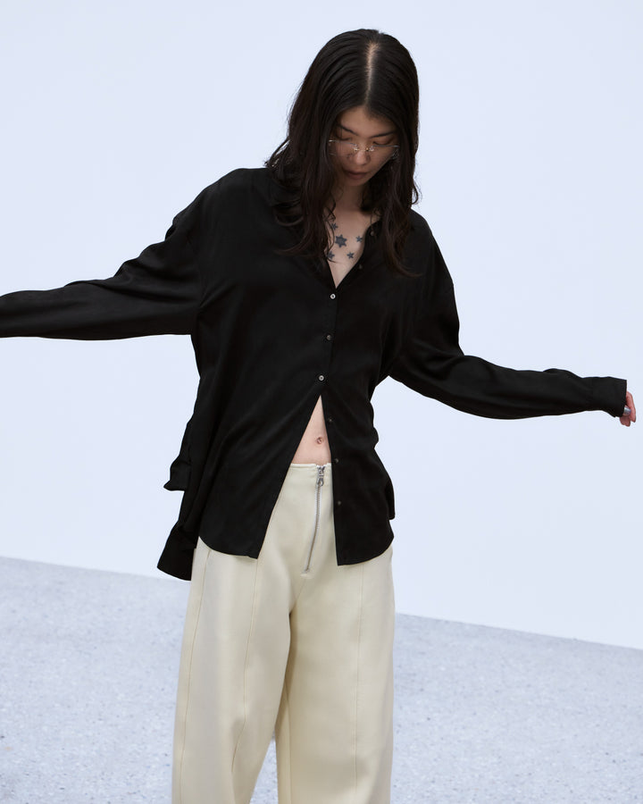 MULTIWAY SLEEVE SUEDE-LIKE SHIRT