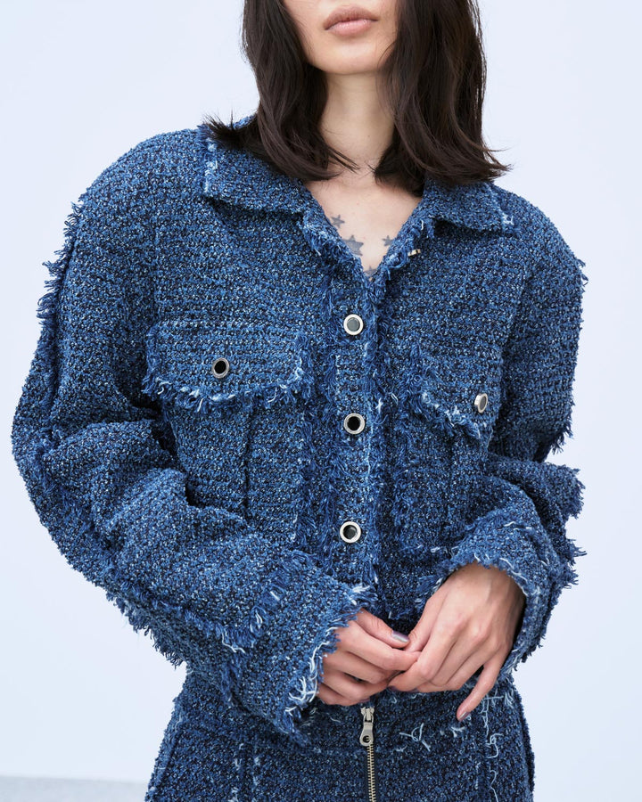 PUNCHING DENIM TWEEDY JACKET