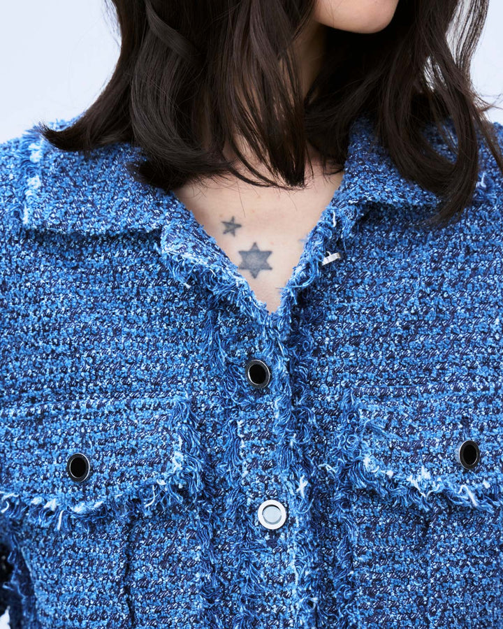 PUNCHING DENIM TWEEDY JACKET
