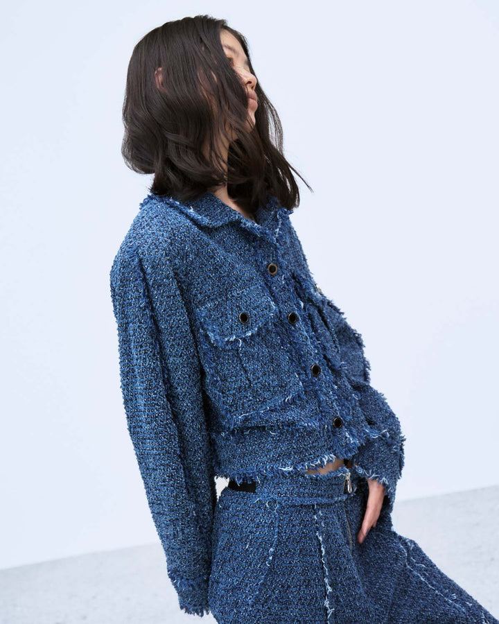PUNCHING DENIM TWEEDY JACKET