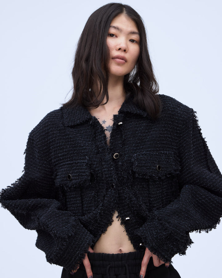 PUNCHING DENIM TWEEDY JACKET