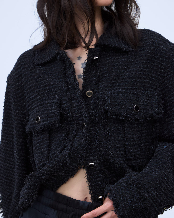 PUNCHING DENIM TWEEDY JACKET