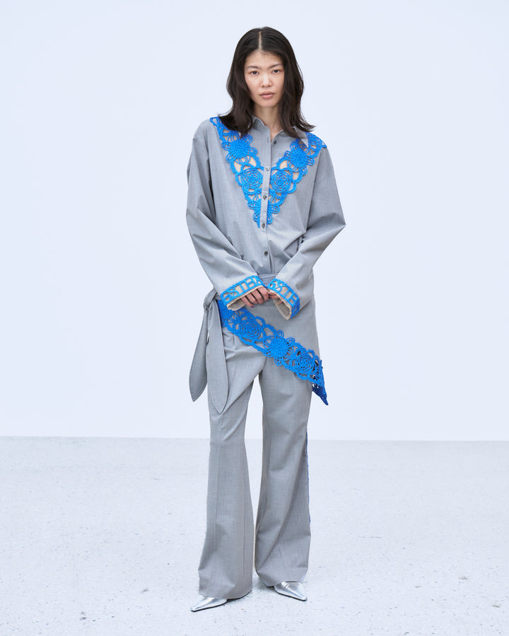 MICROCOSMOS WRAP LACE BELTED PANTS