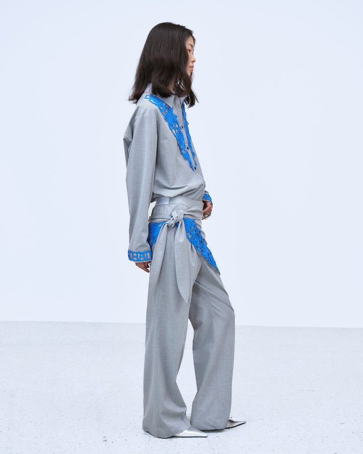 MICROCOSMOS WRAP LACE BELTED PANTS