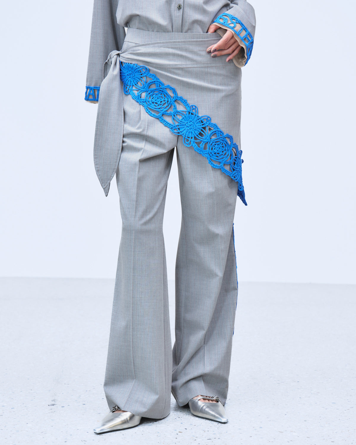 MICROCOSMOS WRAP LACE BELTED PANTS