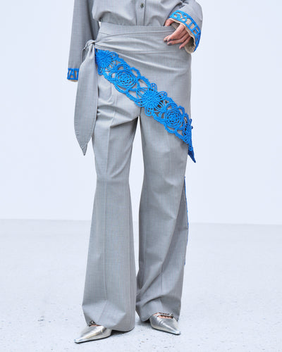 MICROCOSMOS WRAP LACE BELTED PANTS