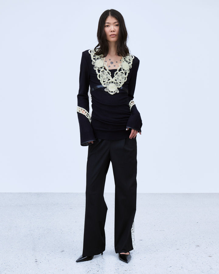 MICROCOSMOS WRAP LACE BELTED PANTS