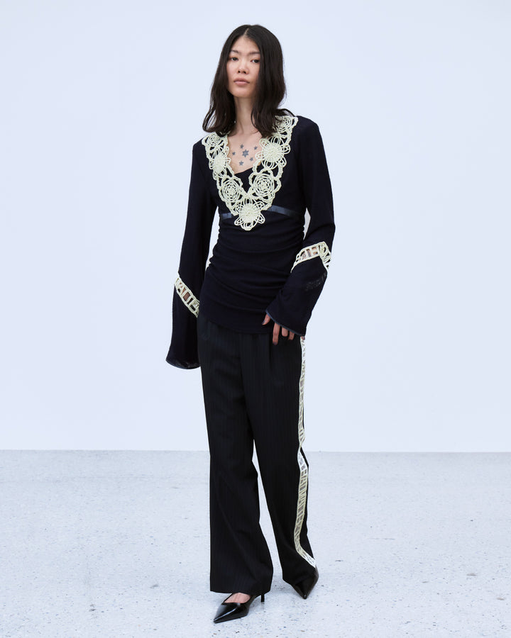 MICROCOSMOS WRAP LACE BELTED PANTS