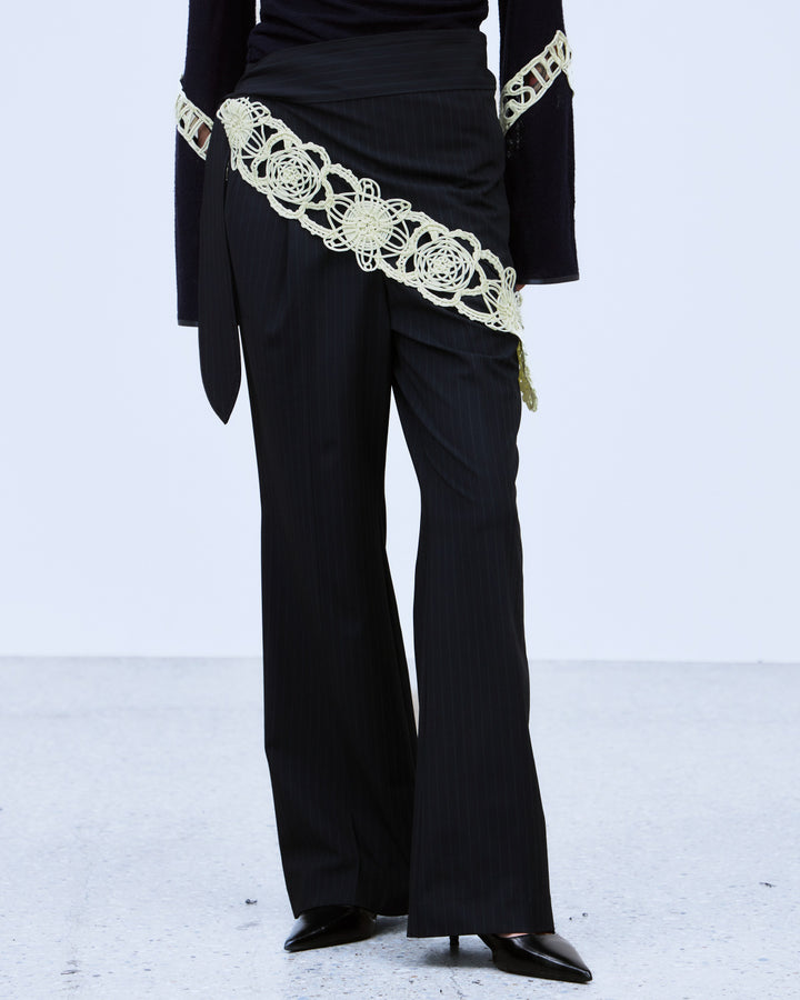 MICROCOSMOS WRAP LACE BELTED PANTS