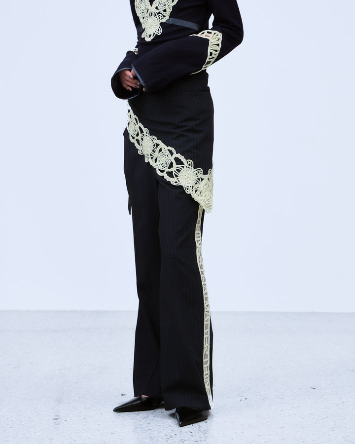MICROCOSMOS WRAP LACE BELTED PANTS