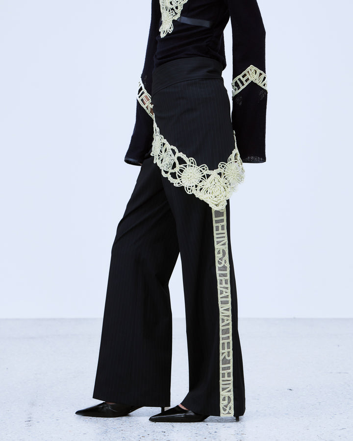 MICROCOSMOS WRAP LACE BELTED PANTS