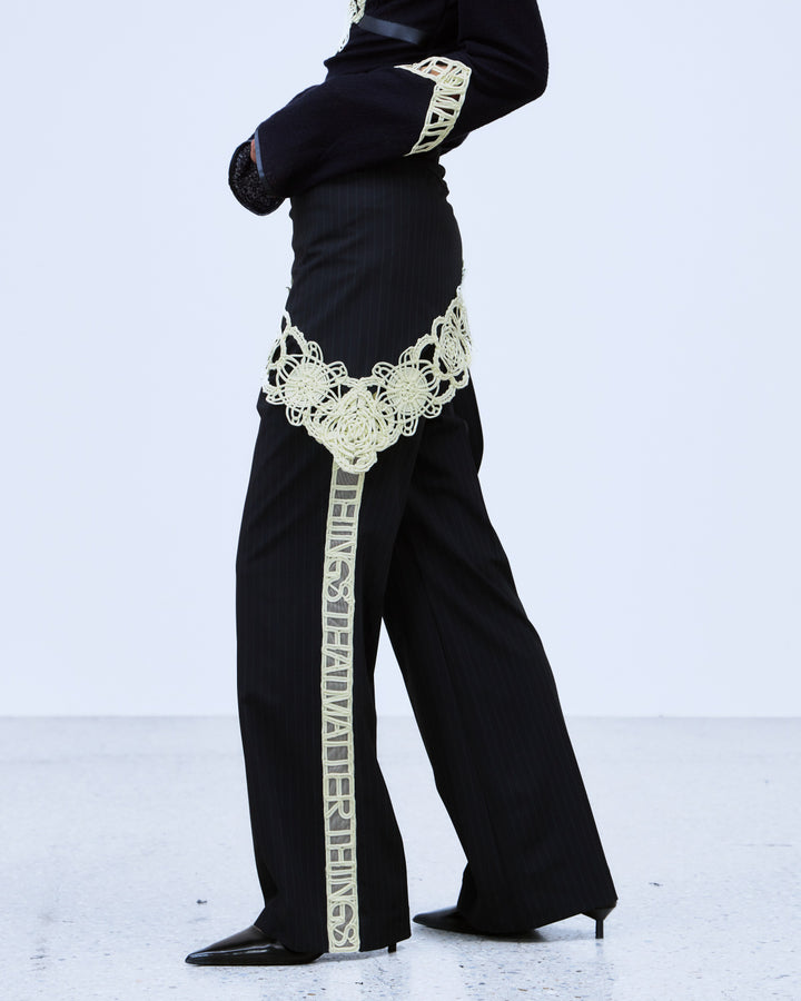 MICROCOSMOS WRAP LACE BELTED PANTS