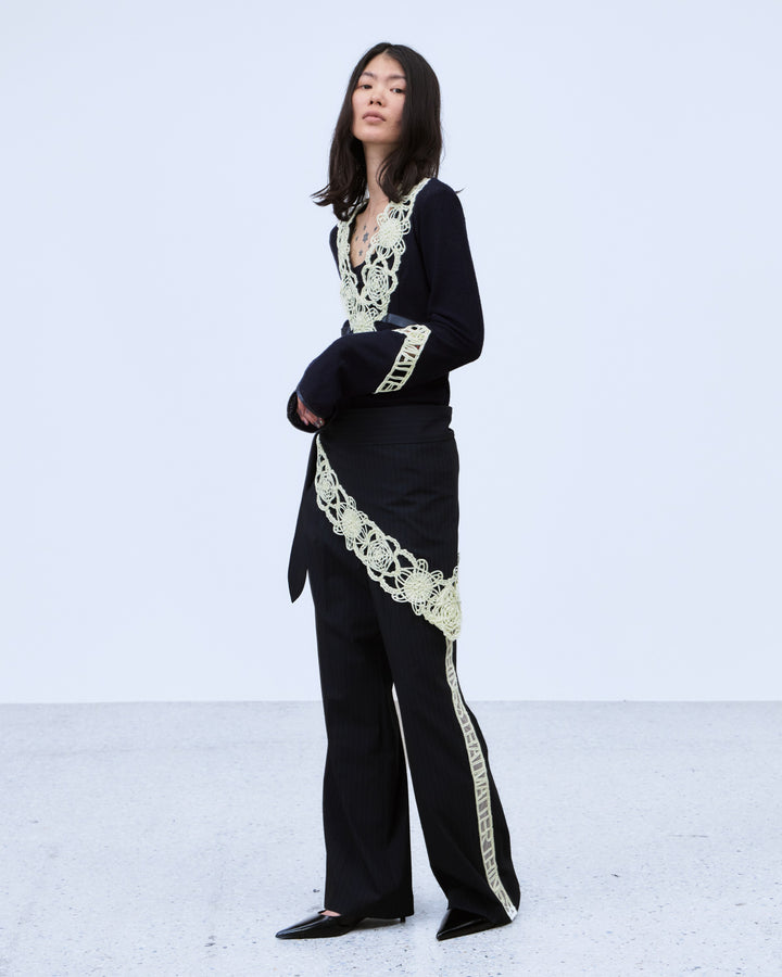 MICROCOSMOS WRAP LACE BELTED PANTS