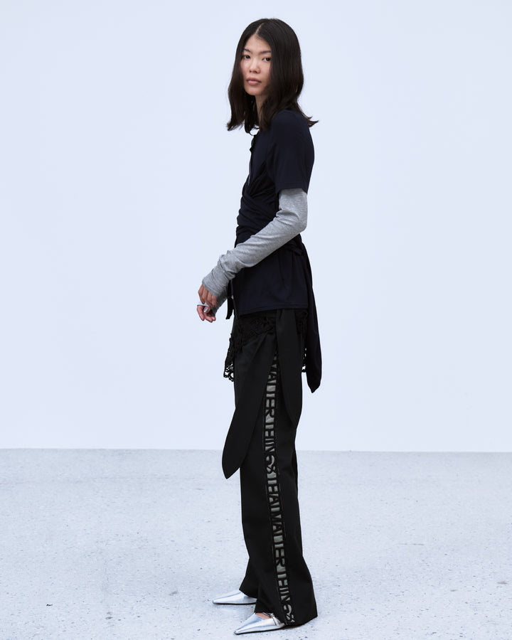 MICROCOSMOS WRAP LACE BELTED PANTS