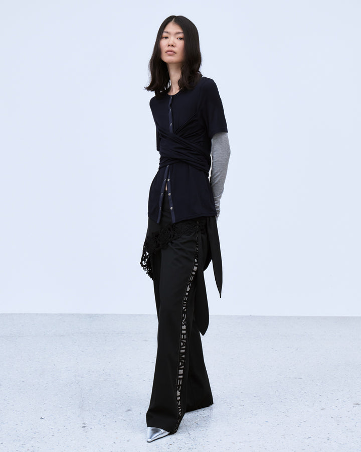MICROCOSMOS WRAP LACE BELTED PANTS