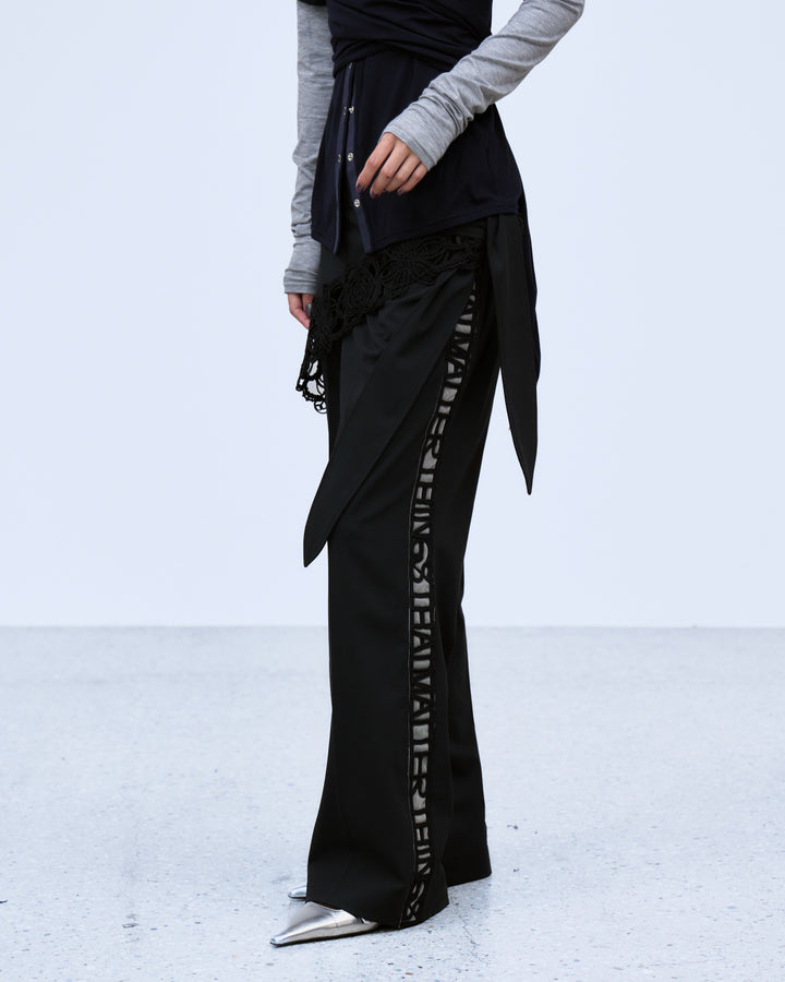 MICROCOSMOS WRAP LACE BELTED PANTS