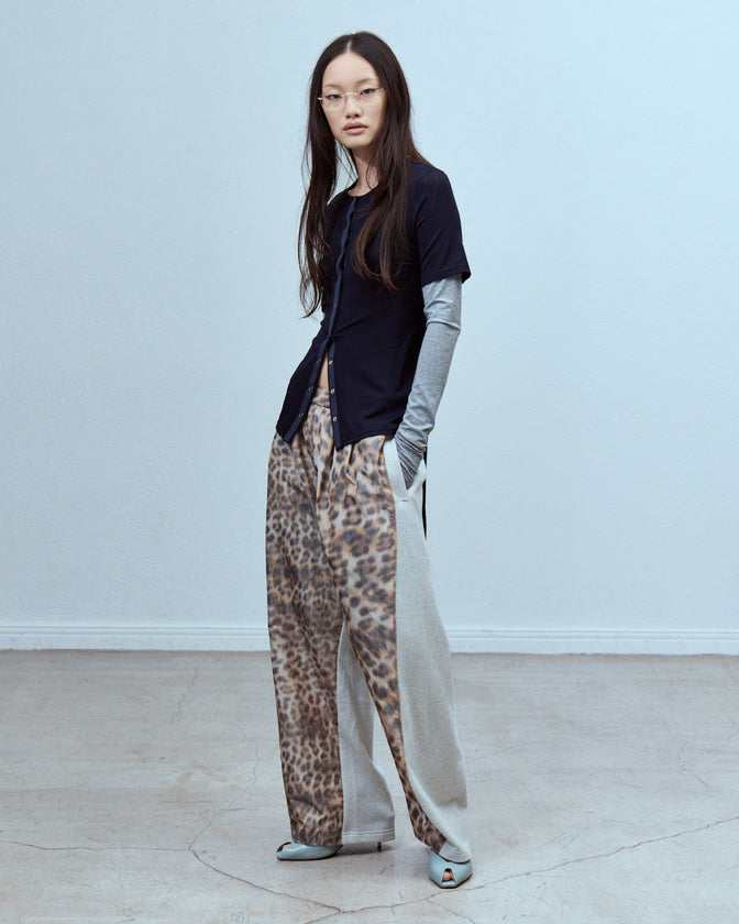 LEOPARD WARP PRINT SWEAT PANTS