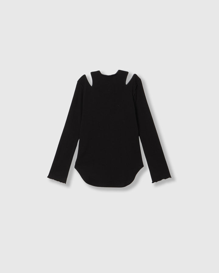 EYELET MESH NOTCH HENRY NECK TOPS