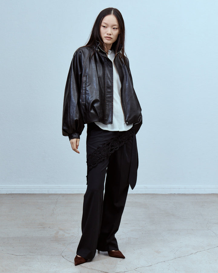 EYELET MESH NOTCH HENRY NECK TOPS