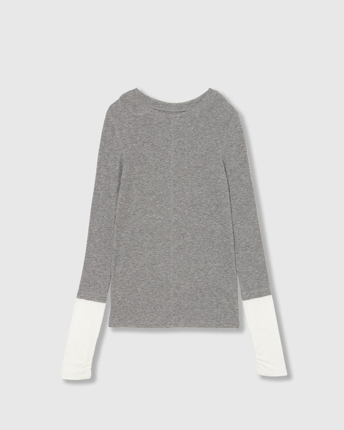 TWO-TONE SHEER RIBBED TOPS
