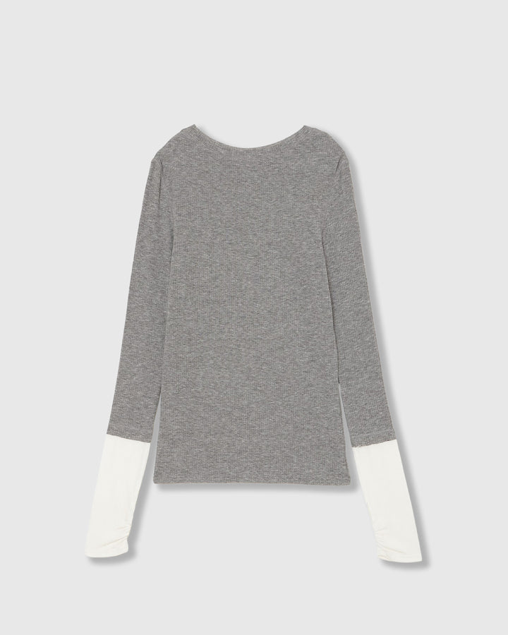 TWO-TONE SHEER RIBBED TOPS
