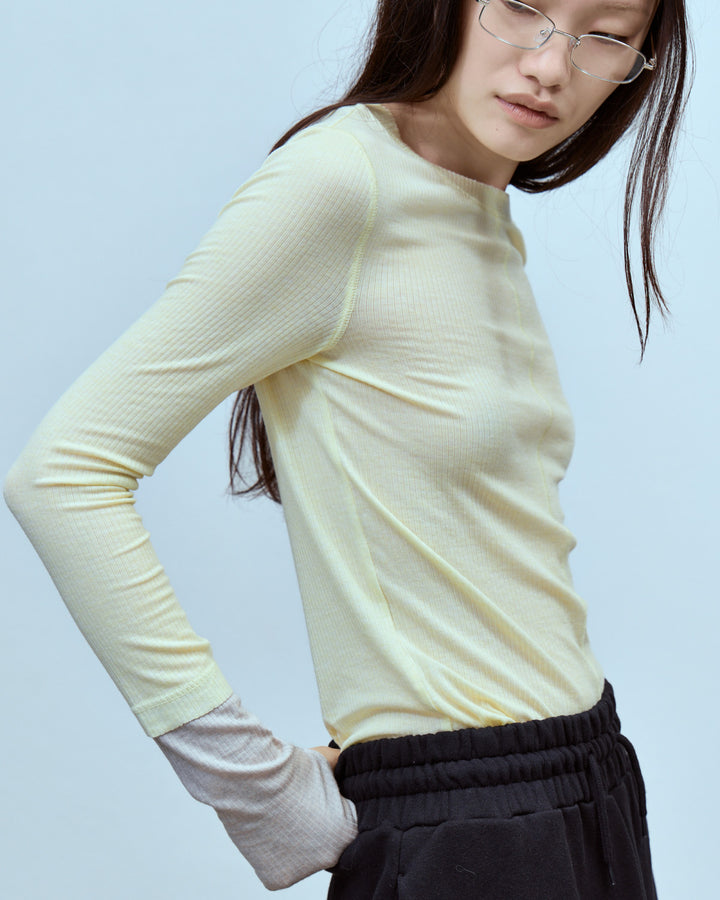TWO-TONE SHEER RIBBED TOPS