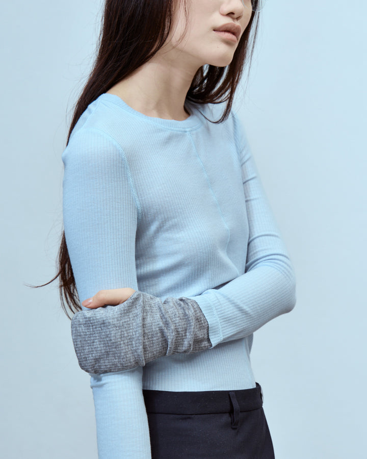 TWO-TONE SHEER RIBBED TOPS