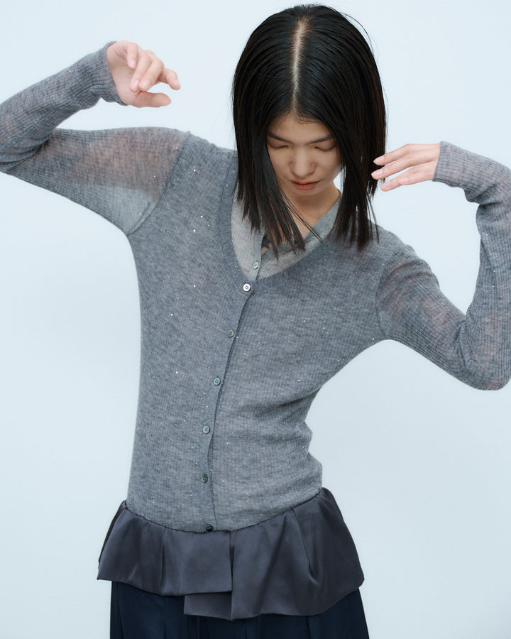 SPARKLE SHEER KNIT CARDIGAN