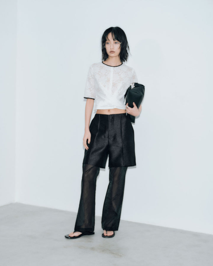 LACE CROSS CROPPED TOPS