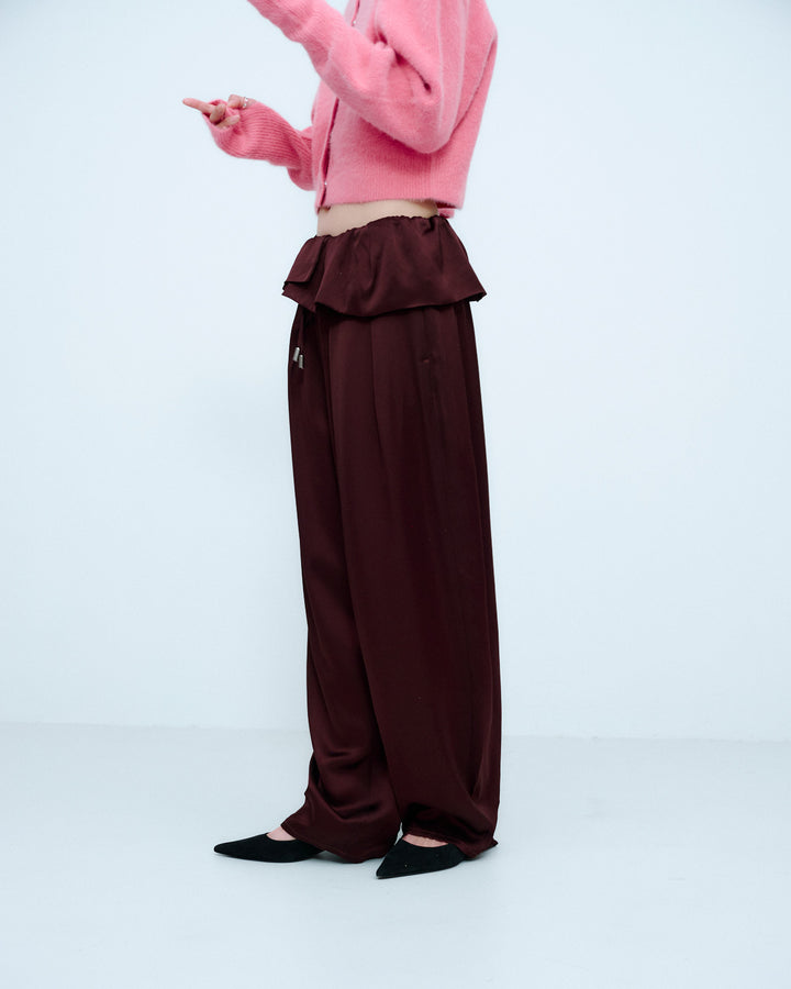 PEPLUM SATIN EASY PANTS