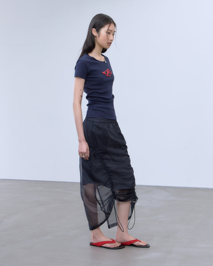 STRIPE SHEER LAYERED SKIRT