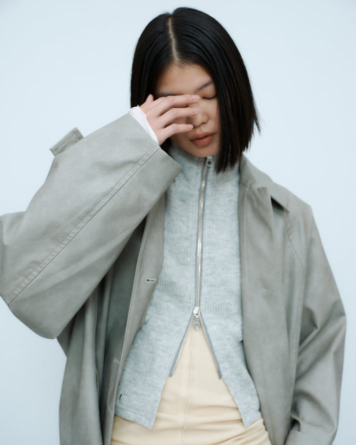 VINTAGE ARTIFICIAL LEATHER LONG COAT