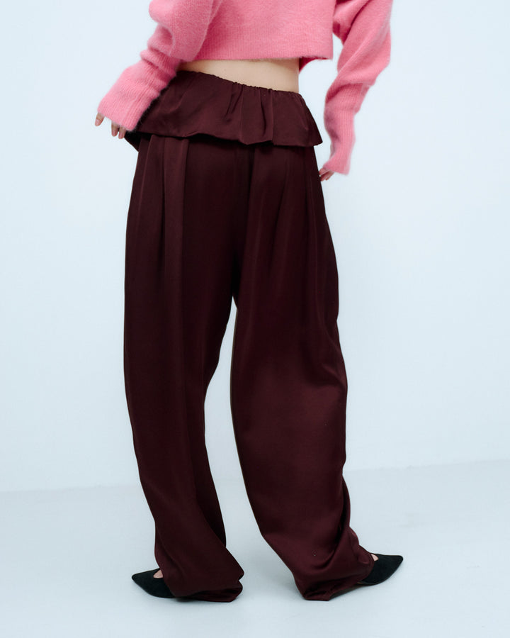 PEPLUM SATIN EASY PANTS