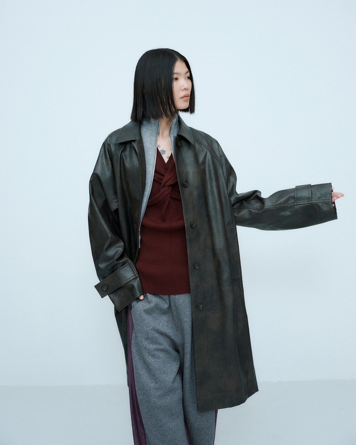 VINTAGE ARTIFICIAL LEATHER LONG COAT | SENSE 16_ | STORE | THINGS