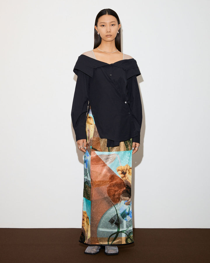 PRE-SENT PRINT VELOUR NARROW SKIRT