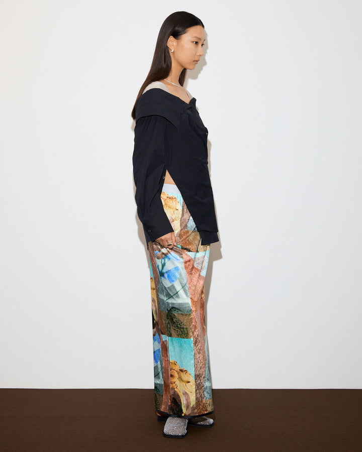 PRE-SENT PRINT VELOUR NARROW SKIRT