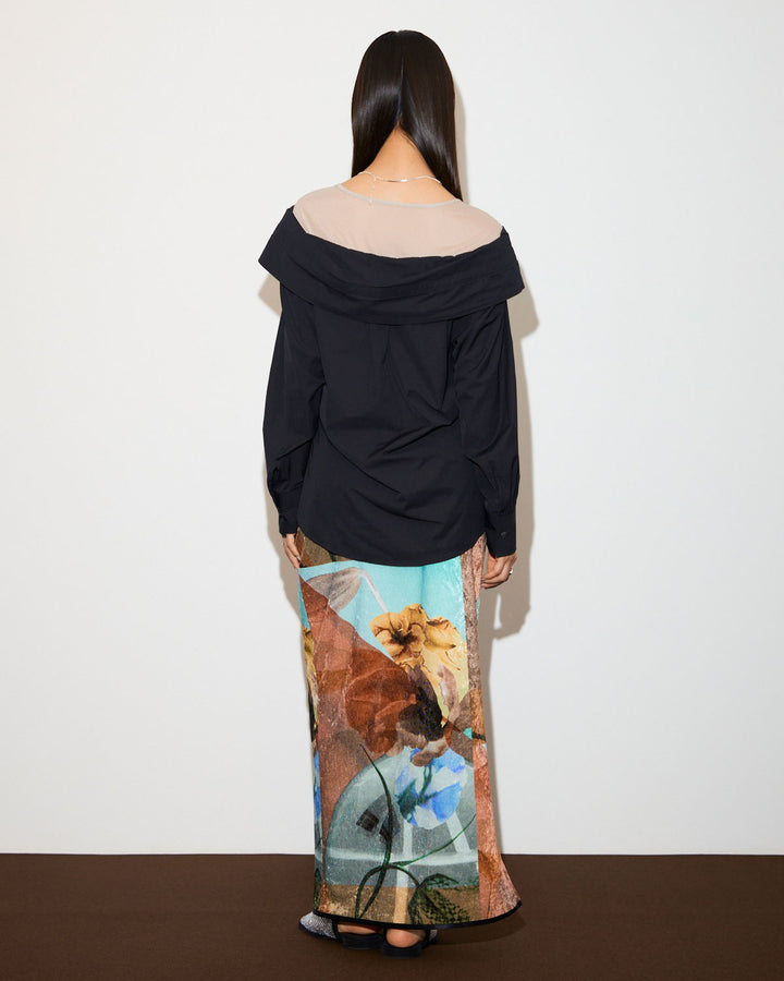 PRE-SENT PRINT VELOUR NARROW SKIRT