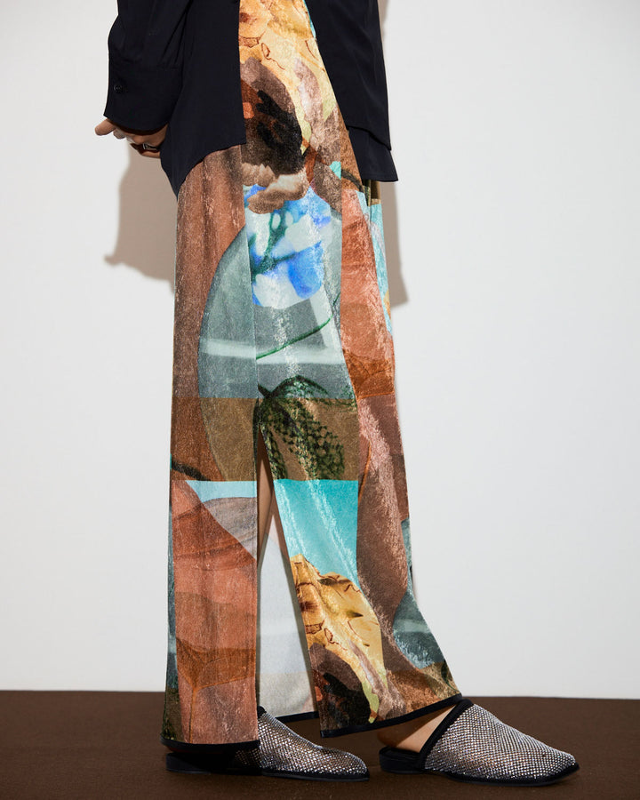 PRE-SENT PRINT VELOUR NARROW SKIRT